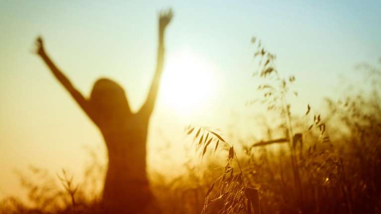 silhouette of woman in the sun